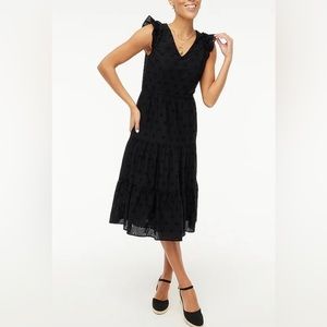 J.Crew Black Eyelet Flutter Midi Dress
